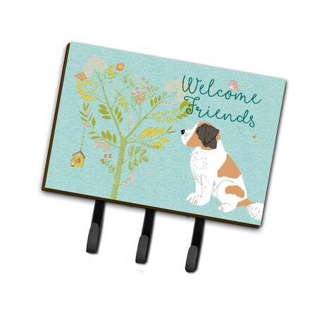Carolines Treasures Welcome Friends Saint Bernard Leash or Key Holder, 6 x 2 x 9 in. BB7599TH68